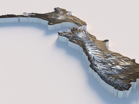 New Zealand terrain map Modello 3D