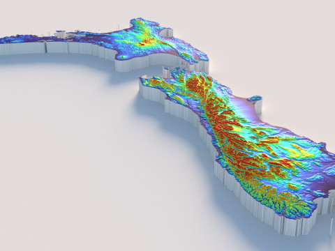 New Zealand terrain map Modello 3D