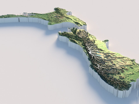 New Zealand terrain map Modello 3D