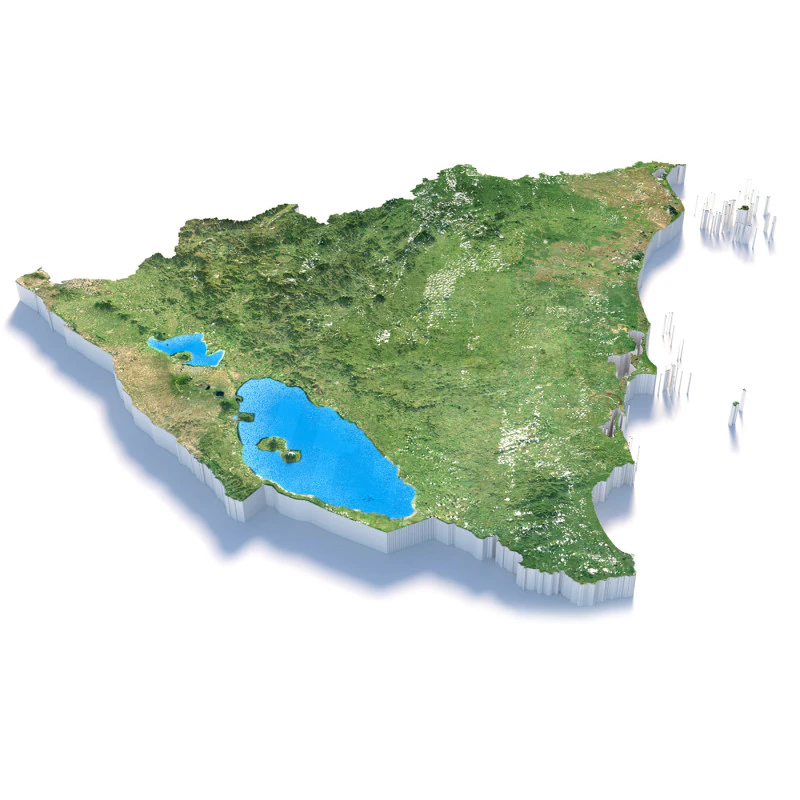 Nicaragua terrain map 3D Model .c4d .max .obj .3ds .fbx .stl .blend