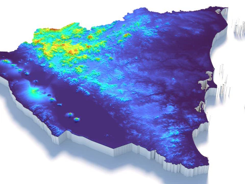 Nicaragua terrain map 3D Model