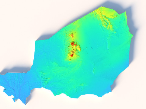 Niger terrain map Modelo 3D