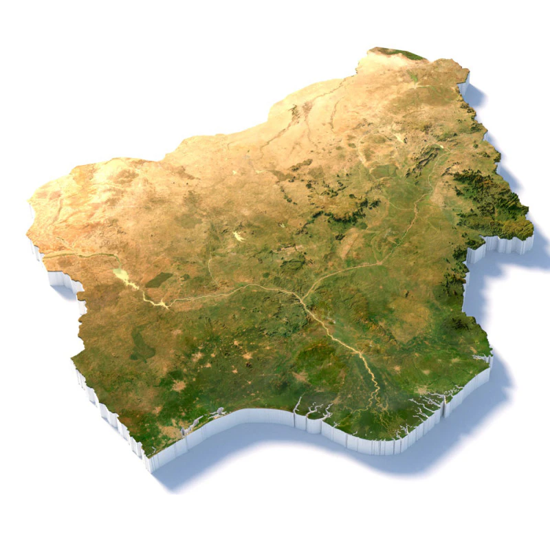 Nigeria terrain map 3D Model .c4d .max .obj .3ds .fbx .stl .blend