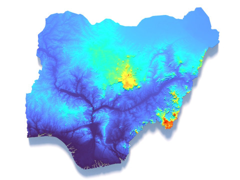 Nigeria terrain map 3D Model