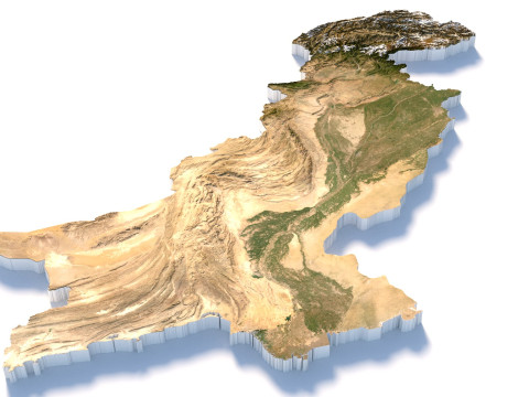 Pakistan terrain map Modèle 3D