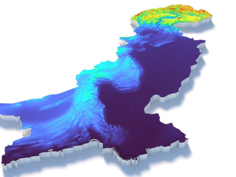 Mappa del territorio del Pakistan Modello 3D