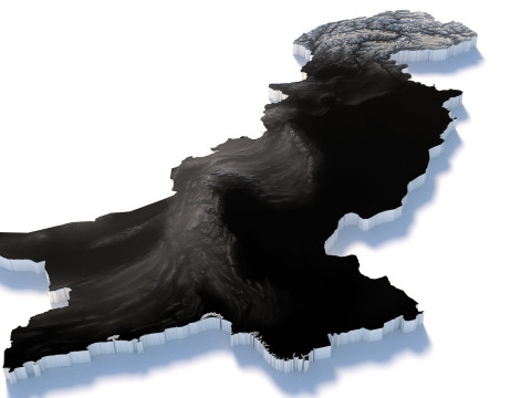 Pakistan terrain map Modèle 3D