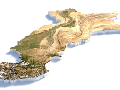 Mappa del territorio del Pakistan Modello 3D