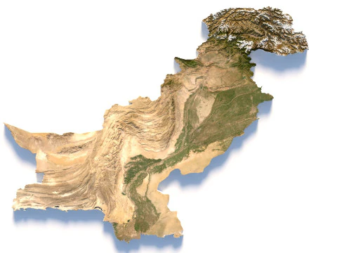 Mappa del territorio del Pakistan Modello 3D