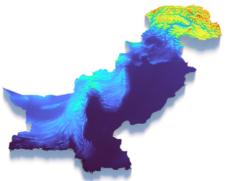 Pakistan terrain map Modèle 3D