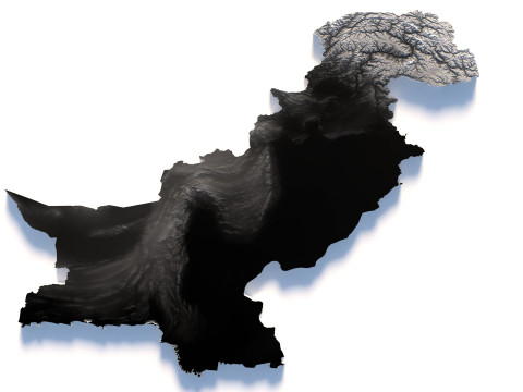Pakistan terrain map Modèle 3D