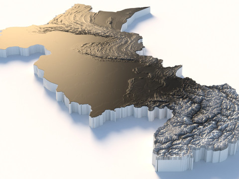 Pakistan terrain map Modèle 3D