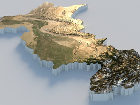 Pakistan terrain map Modèle 3D