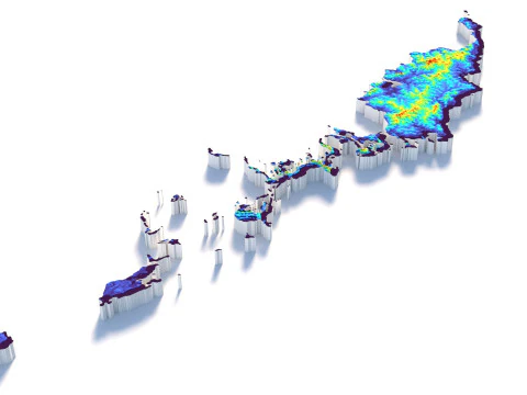 Palau terrain map 3D Model