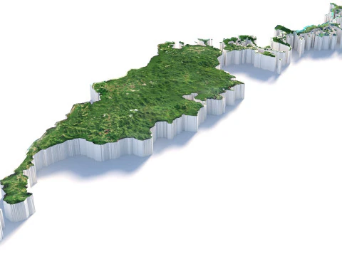 Palau terrain map 3D Model