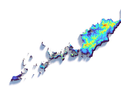 Palau terrain map 3D Model