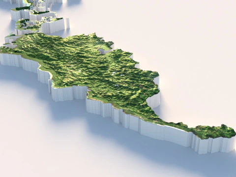 Palau terrain map 3D Model
