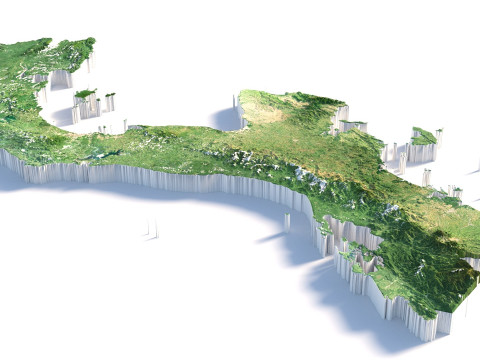 Panama terrain map 3D Model