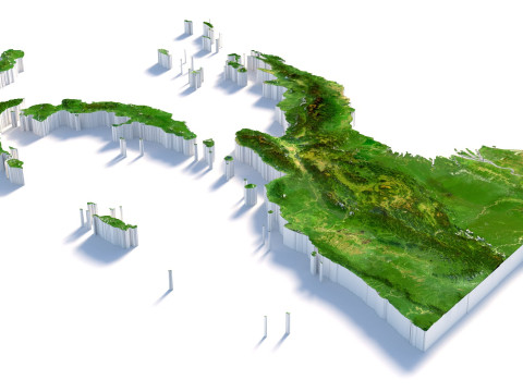 Papua New Guinea terrain map 3D Model