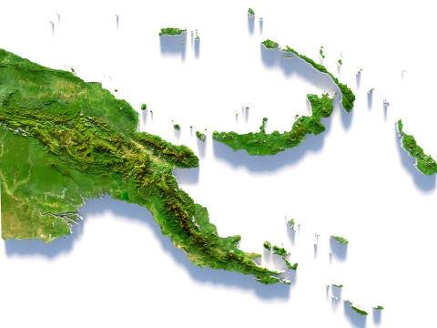 Papua New Guinea terrain map 3D Model