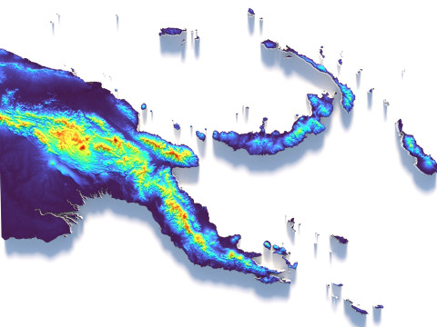 Papua New Guinea terrain map 3D Model