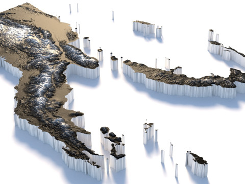 Papua New Guinea terrain map 3D Model