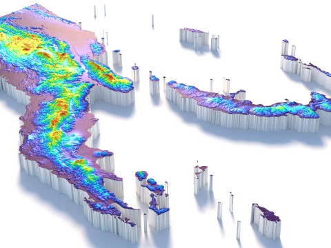 Papua New Guinea terrain map 3D Model