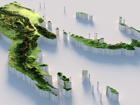 Papua New Guinea terrain map 3D Model