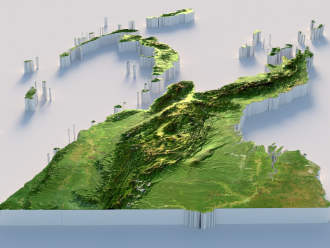 Papua New Guinea terrain map 3D Model