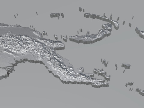 Papua New Guinea terrain map 3D Model