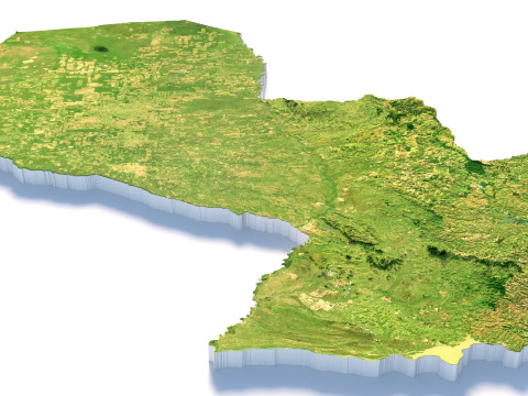 Paraguay terrain map Modèle 3D