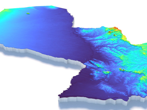 Paraguay terrain map Modèle 3D