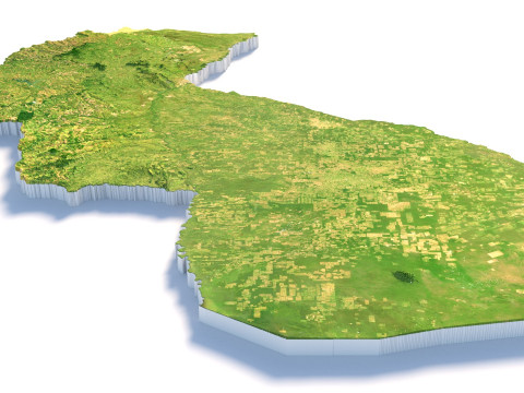 Paraguay terrain map Modèle 3D
