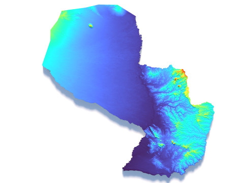 Paraguay terrain map Modèle 3D