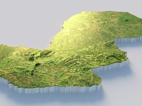Paraguay terrain map Modèle 3D
