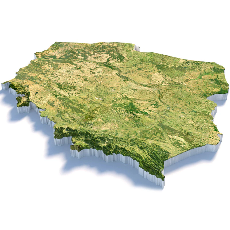 Poland terrain map 3D Model .c4d .max .obj .3ds .fbx .stl .blend