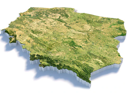 Poland terrain map 3D Model