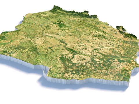Poland terrain map 3D Model