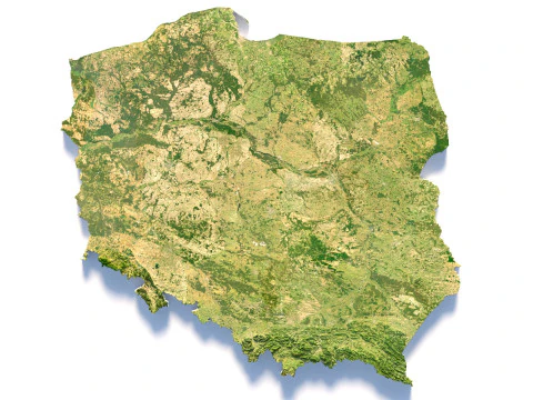 Poland terrain map 3D Model