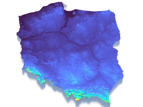 Poland terrain map 3D Model