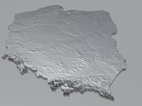 Poland terrain map 3D Model