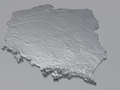 Poland terrain map 3D Model