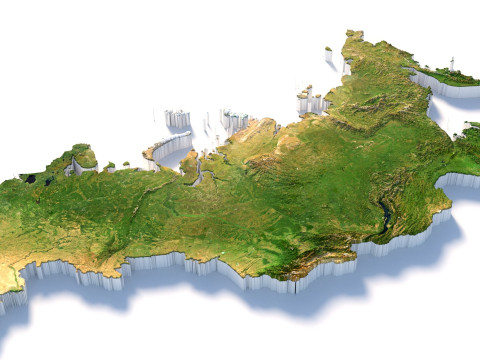 Russia terrain map Modelo 3D