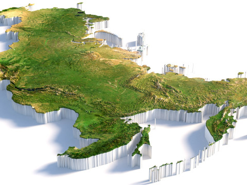 Russia terrain map Modelo 3D