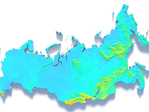 Russia terrain map Modelo 3D