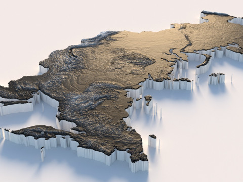 Russia terrain map Modelo 3D
