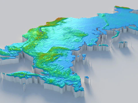 Russia terrain map 3D Model