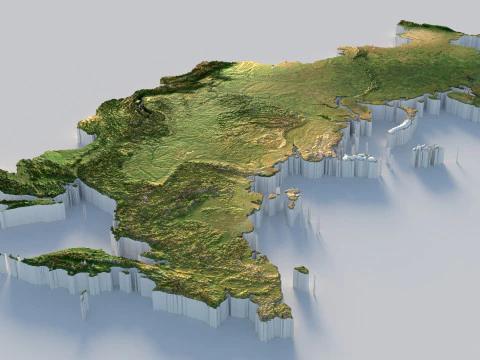 Russia terrain map 3D Model