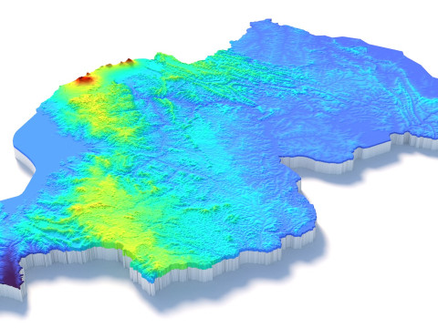 Rwanda terrain map 3D-Modell