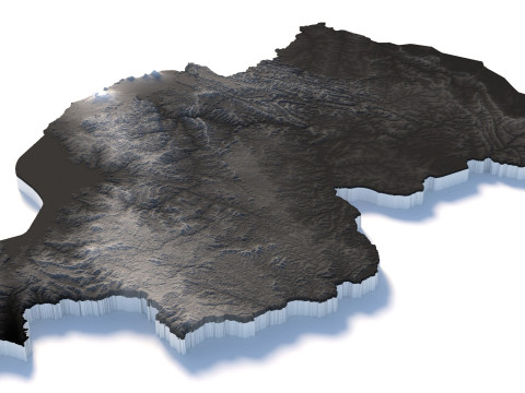 Rwanda terrain map 3D-Modell